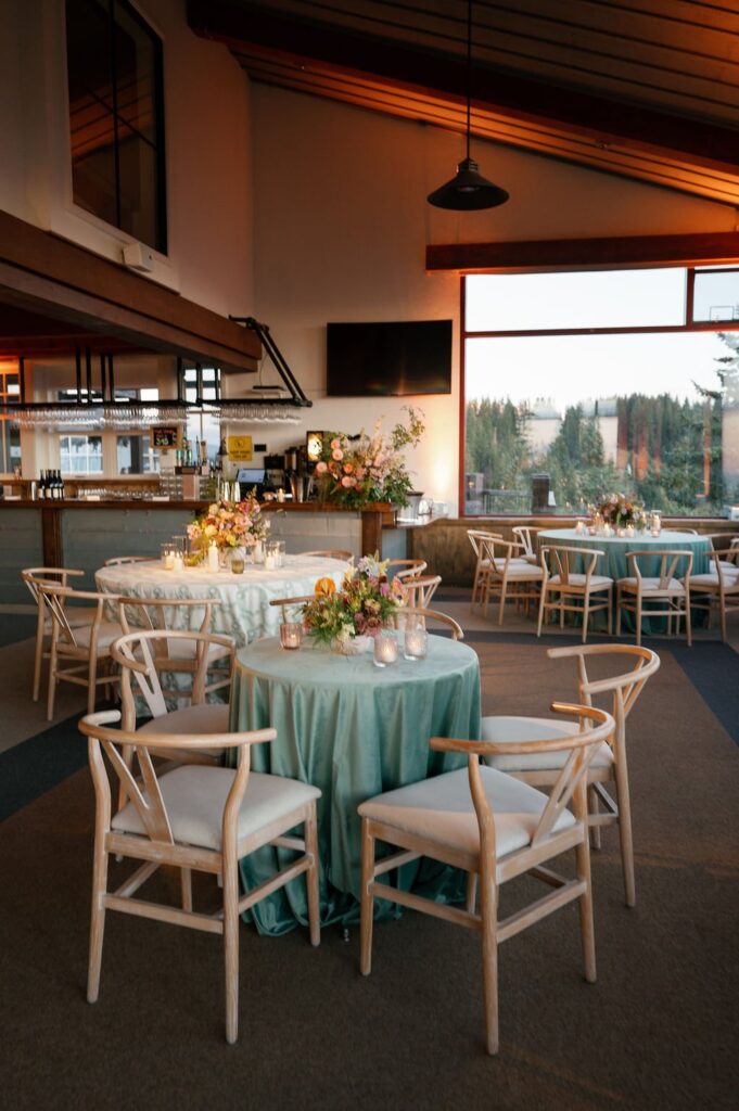 close up image of tables at the little nell aspen co wedding venue