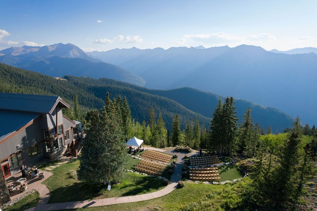 wide shot of the little nell aspen wedding venue