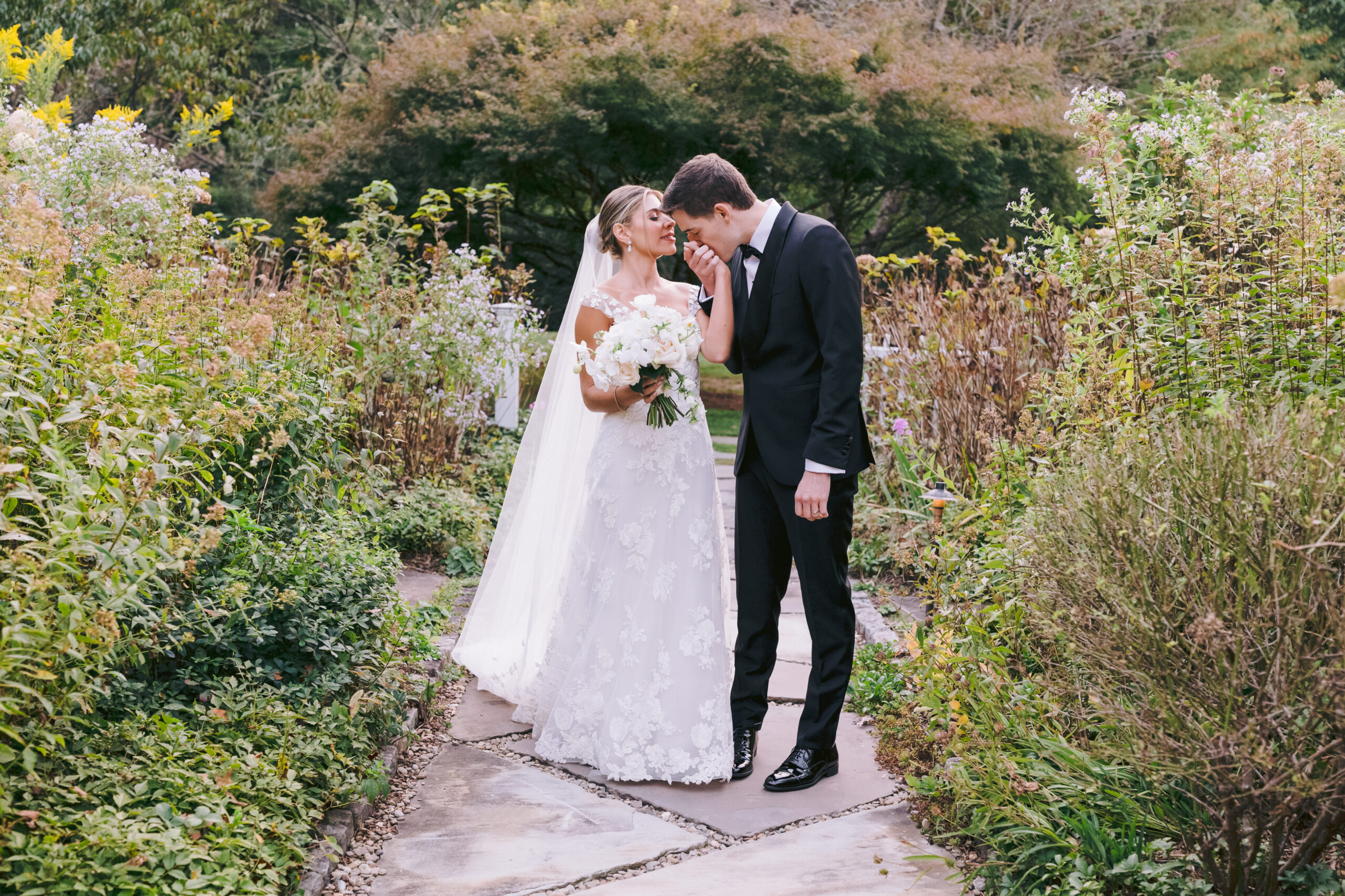 bride and groom sharing a quiet moment during their half-mile farm old edwards inn wedding reception