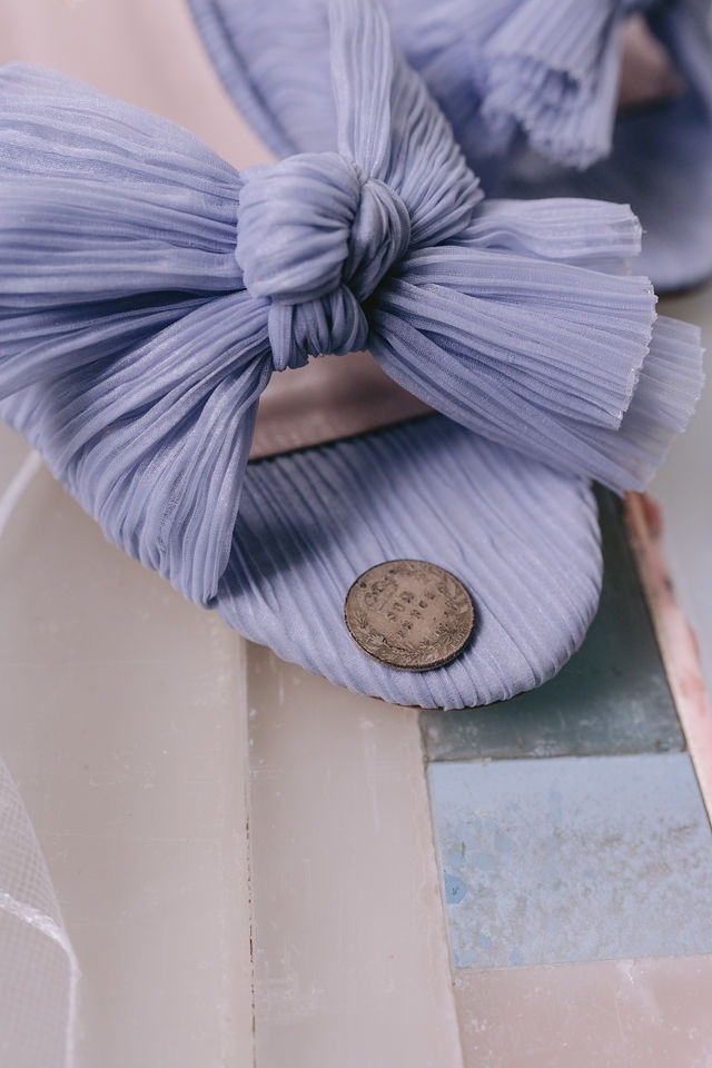 closeup of a bride's shoes that she wore during her wedding at a highlands nc wedding venue